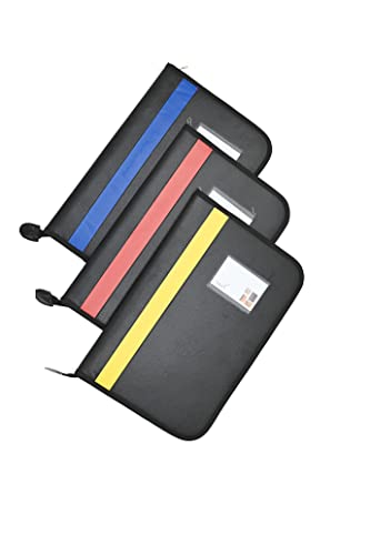 Image of FutureX PU Leather 20-Leaf File Folder, Plain Strip Interview Portfolio Professional Files Zipped Folders, Document Holder Organizer Leaf Certificate File Holder (Pack of 1, Multicolor, FS Size)