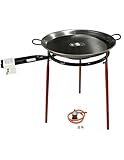 FERRETERIA LEPANTO Kit Paellero, Quemador a Gas butano, paellera acero pulido, regulador de Gas + 1,5 metros de Manguera, soporte de 3 Patas reforzadas (50)