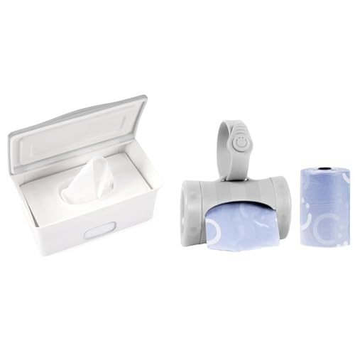 Image of Ubbi Baby Wipes Dispenser Holder Weighted Plate, Retractable On the Go Travel Diaper Bag Dispenser Lavender Scented