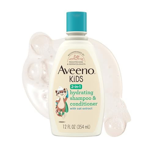 Aveeno Kids Shampoo & Conditioner, Formulated With Oat Extract to Gently Cleanse, Condition & Detangle Kids Hair, For Sensitive Skin and Scalp, Hypoallergenic, 12 Fl Oz