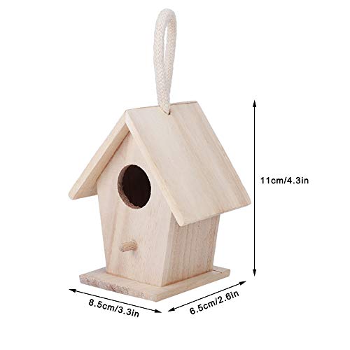 Wooden Bird House For Outdoor Hanging Birdhouse, 2Pcs Parakeet Nesting Box Diy Paintable Wooden Bird House With Perch For Dove Finch Wren Robin Hummingbird Sparrow And Small Pet Birds, 3.3X4.3X2.6In #TOP6