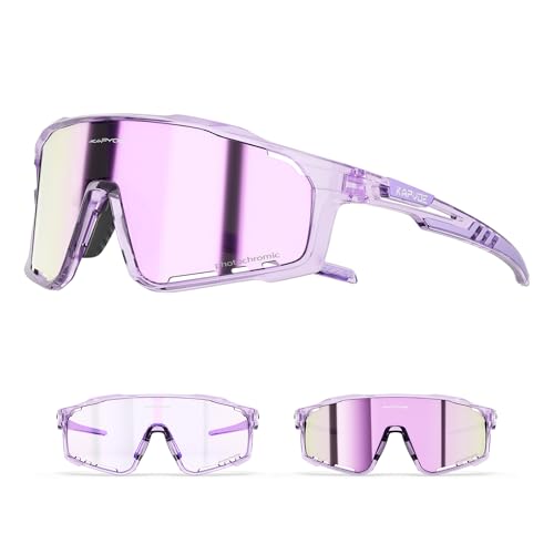 KAPVOE Lunette de Cyclisme Photochromique Homme Femme Tr90 Cadre Lunette Vélo VTT Protection UV400 Lunette de Soleil Pour Vélo Pêche Course Conduite Pêche...