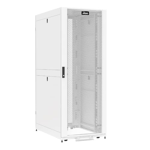Image of Tecmojo 42U Server Rack Cabinet - PRE-Assembled 32inch Width 48inch Depth IT Network Equipment Cabinet Rack Enclosure with Casters - 3000lbs Weight Capacity, White