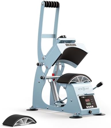 HTVRONT Hat Press Machine - Hat Press Heat Machine for Caps with 2 Platens & Caps Stretcher, Hat Heat Press Machine for Caps with Precise Temp&Timer Control for Heat Transfe Vinyl, Sublimation (Blue)