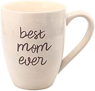 Pavilion Gift Company Best Mom Ever Tan and Purple Large 20 oz Ceramic Coffee Mug Tea Cup, Beige