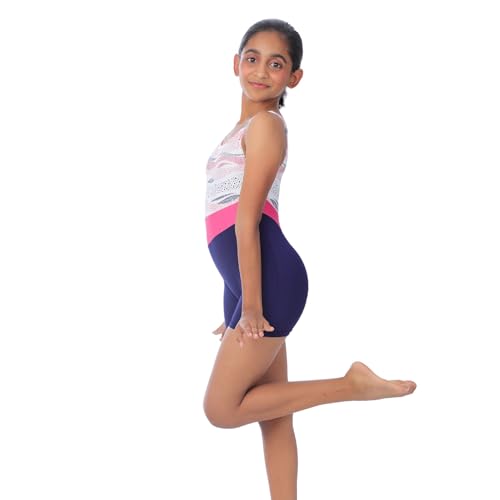 Image of IKAANYA Girls Unitard or Biketard for Gymnastics, Dance, Acrobatics or Swimming (Ages 3-15)