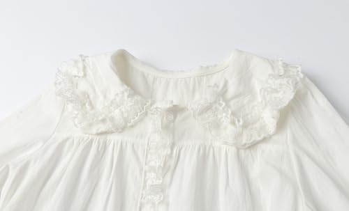 Mud Kingdom Little Girls Lace Shirt Button Down Blouse Peter Pan Collar Long Sleeve Casual3