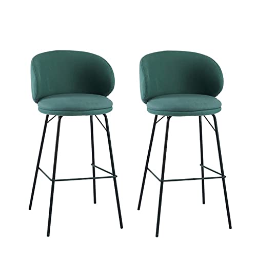 Jhkzudg Soft Technical Cloth Seat Bar Chairs Set Of 2, Upholstered Island Stools,Breakfast Counter Kitchen Chairs With Metal Legs,High Stools With Backrests & Footrests, For Home Kitchen Bar,Green #TOP18