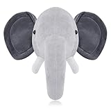 Deeroom Stuffed Elephant Head Wall Mount, Woodland Theme Kids Room Decor and Nursery Decor, Adorable Stuffed Animals Head Gifts for Kids, Animals Themed Party Decorations