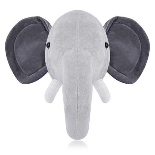 Deeroom DR001 Stuffed Elephant Head Wall Mount, Woodland Theme Kids Room Decor And Nursery Decor, Adorable Stuffed Animals Head Gifts cover
