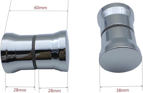 Duschtürknauf, 2 Paar, rund, Chrom, Glastürgriff, Ziehgriff, Ersatzteile für Duschkabine, Duschtrennwand (02XT-LS)