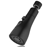 Wasserhahn Ersatz Küchenbrause Brausekopf FM22 M24, 360 Grad 3 Modi Drehbarer Multifunktionaler Perlatoren für Wasserhähne Aufsatz, Wasserzerstäuber Küchenarmatur, Küche Ersatzteile(Schwarz)