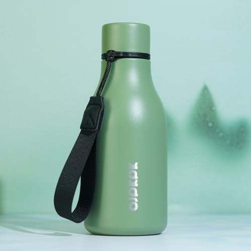 Image of BJPKPK Insulated Water Bottles, 12oz Stainless Steel Metal Water Bottle with Strap, BPA Free Leak Proof Jugs, Mugs, Flasks, Reusable Thermal Flasks for Sports & Travel, Macaron Green