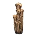 Alpine Corporation TZL268 47" Outdoor 3-Tier Tree Bark Water Fountain with LED Lights – Cascading Waterfall Feature for Gardens, Patios, and Yards, Brown