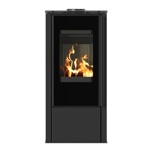 KRATKI Kaminofen HATI 5,5 kW – Holzofen aus Stahl, Ø150 mm Rauchabgang, ECODESIGN, BImSchV 2 - saubere Verbrennung und Externe Luftzufuhr, modernes Design