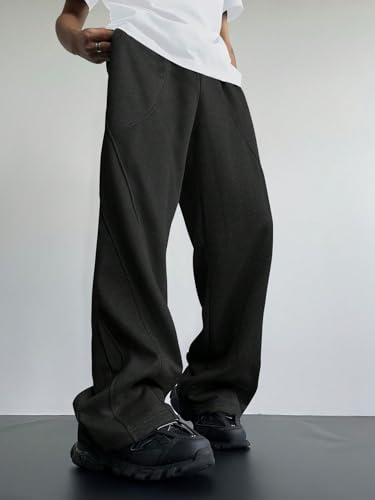 ZAFUL Mens Wide Leg Joggers Sweatpants Drawstring Solid Color Loose Fit Pockets Flare Leg Casual Pants3