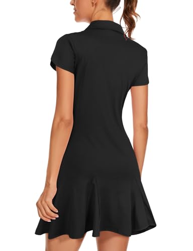 LURANEE Athletic Dress for Women Petal Short Sleeve Tennis Dresses with Shorts and Pockets Flowy Golf Outfits3