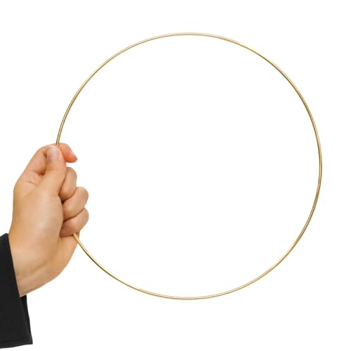 Image of Pocoxll 10 Pcs Metal Floral Hoops, Wreath Macrame Hoop Rings, Metal O Rings | Light Gold,10Inch, Dream Catcher Rings, Wire Wreath Frame Floral Hoop Rings, for Wedding Wreath Decor DIY Wall Hanging Crafts