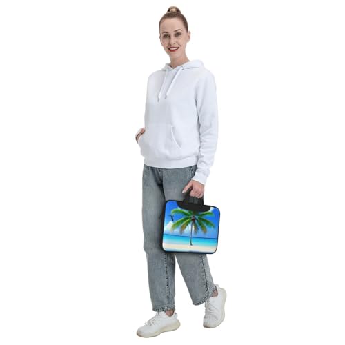 OAZCVBNN Sac polyvalent pour ordinateur portable avec imprimé palmiers et mer transparente, Noir , 13 inch – vue 9