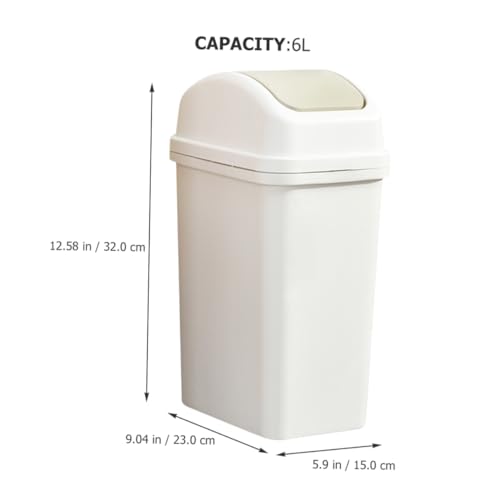 Caneca de basura rectangular blanca de 6 L Hemobllo miniatura 3