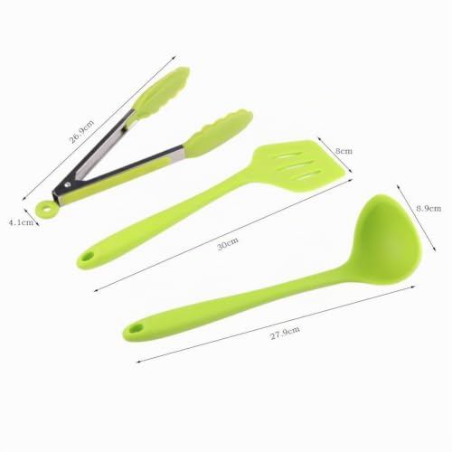 COVVY 10 Stück Silikon Küchenhelfer Set Küchen Backen Set Hitzebeständigkeit bis zu 230°C für Jede Küche (Grün) – Ansicht 4