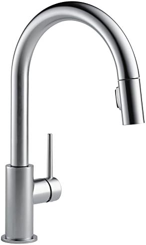 Delta Faucet Trinsic Brushed Nickel Kitchen Faucet, Kitchen Faucets with Pull Down Sprayer, Kitchen Sink Faucet, Faucet for Kitchen Sink with Magnetic Docking Spray Head, Arctic Stainless 9159-AR-DST