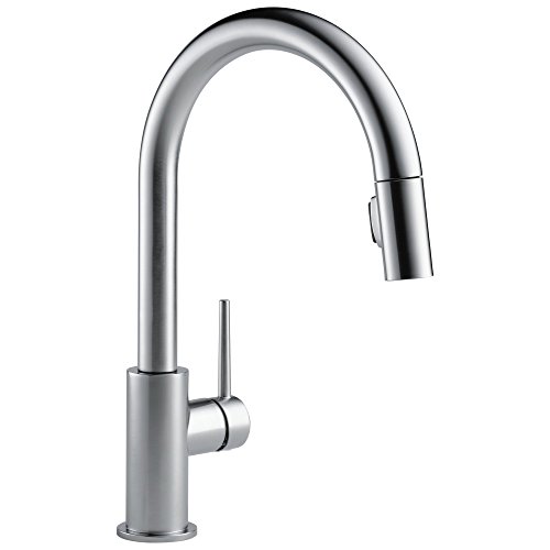 Delta Trinsic Brushed Nickel Kitchen Faucet with Pull Down Sprayer, Modern Single Hole Kitchen Sink Faucet, Single Handle, Arctic Stainless 9159-AR-DST by DELTA - Used condition - US$344.15