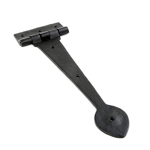 Renovators Supply Manufacturing Strap Hinge 10.5 In. Black Wrought Iron Spade Tip Strap Gate And Door Hinges With Hardware #TOP5