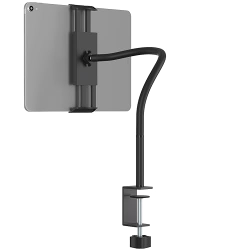 ZMHH Gooseneck Tablet Stand Holder,iPad Clamp Mount for Desk,Table,Beside,Chair,Countertop,Tablet Clip Compatible with 4-13.5' iPad/mini/Air/Pro | Fire HD| Switch| Galaxy Tabs| e-Reader| Nexus
