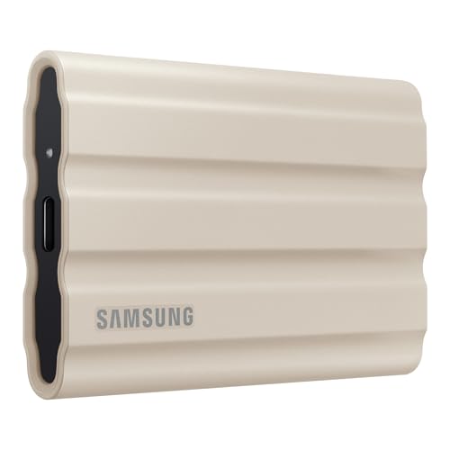 Samsung T7 Shield Portable SSD 2TB USB 3.2 Gen2 External SSD, Beige, Up to 1,050MB/s, Rugged, IP65 Water & Dust Resistant, for Photographers, Content Creators and Gaming, Mac Compatible, MU-PE2T0K