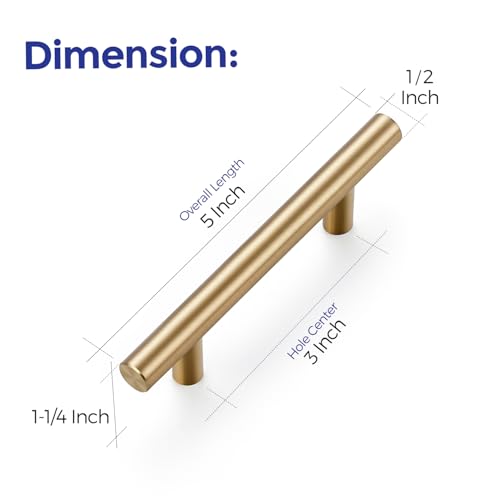Image of Ravinte 12 Pack 5 Inch Cabinet Pulls Champagne Bronze Stainless Steel Kitchen Drawer Pulls Cabinet Handles 5 InchLength, 3 Inch Hole Center