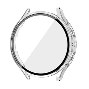 CORONITAS Capa Protetora para Samsung Galaxy Watch 7, 44mm e 40mm, Película 5D Interna, Proteção 360° (Transparente, 44mm)