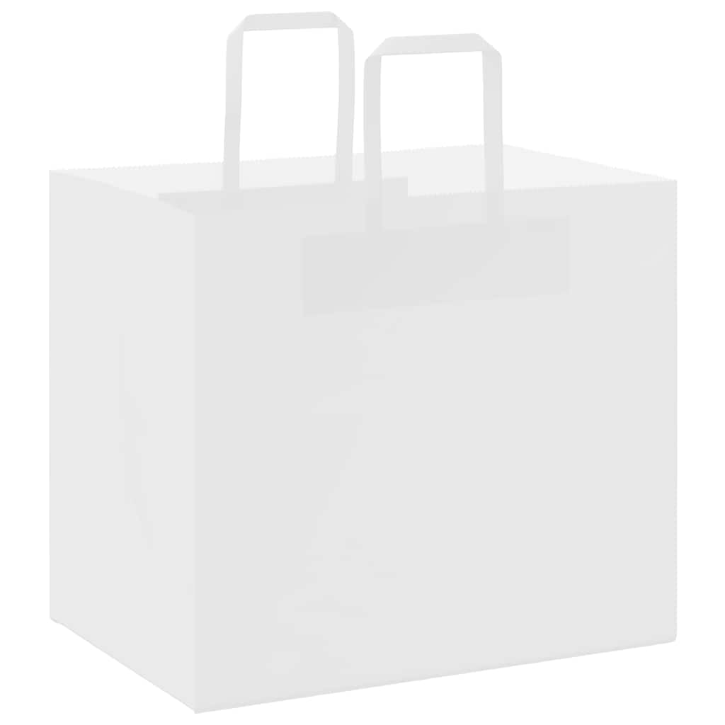 QUAHEAS Bolsas de papel blanco con asas de cuerda de papel, 32 x 22 x 28 cm, 250 unidades, papel de estraza para regalo, fiesta, regalo, embalaje, cumpleaños, boda, Navidad, Pascua