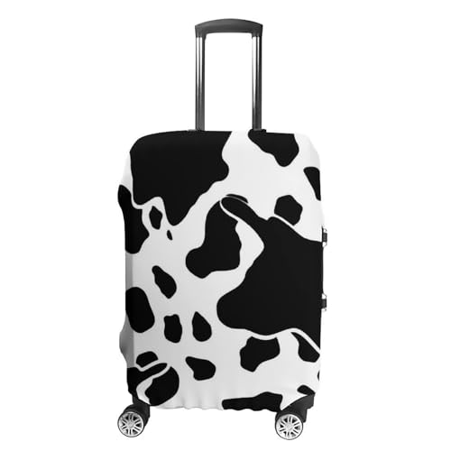 Black And White Cow Print Luggage Cover Personalization Suitcase Covers Protector Elastic Washable Baggage Cover Anti-Scratch For Traveling, Aircraft Consignment S