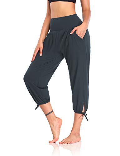 DIBAOLONG Womens Yoga Pants Capri Loose Workout Sweatpants Comfy Lounge Joggers with Pockets Navy S