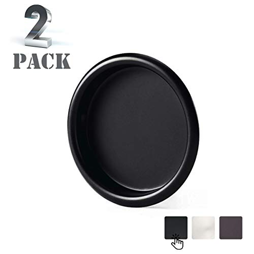 HOMOTEK Sliding Closet Door Finger Pull Black Steel Construction Fits a 2" Diameter