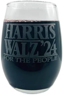 President Kamala Harris Tim Walz '24 For the People Wine Glass Laser Engraved Election Party 2024 Democratic Progressive Movement VOTE Gift