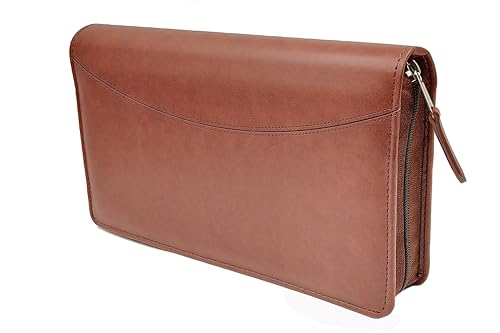 Image of Sukeshcraft Multiple Cheque Book Holder | Original PU Holds Upto 8 Cheque Books, Locker Key Hook,(PU, Pull Brown)