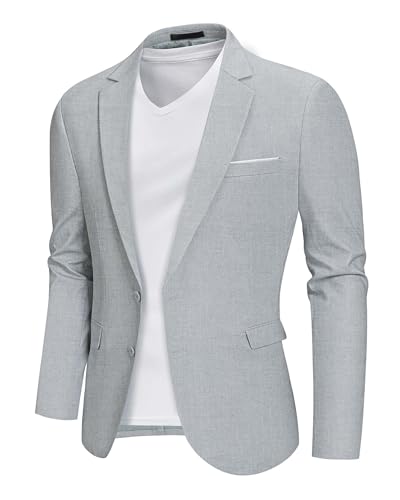MY'S Men's Casual Two Button Linen Suit Jacket, Slim Fit Business Daily Sport Coat Lightweight Blazer
