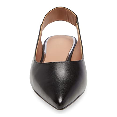 Fowt Spring Comfort Slingback Pointed Toe Elastic Back Strap Black Flats Shoes Women Concise Shallow Slip-On Mules Concise Daily Traval Shoes, Us Size 8.5 M #TOP2
