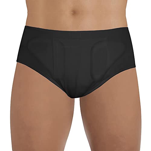Cueca para Hérnia Inguinal com Dupla Sustentação Removível - UN - Cód 00DL261 - Dilepé (G, PRETO)