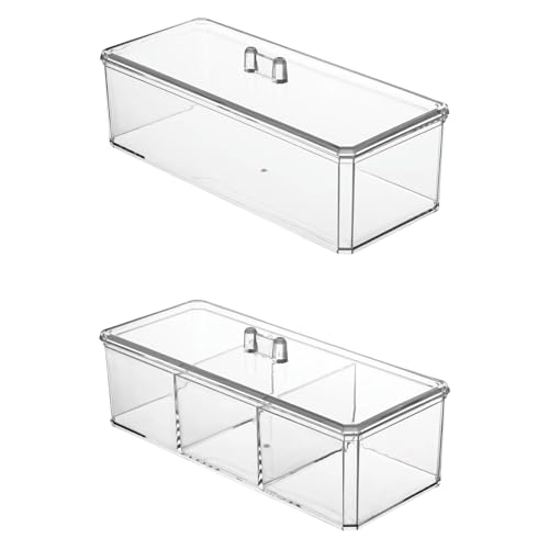 BUBEFSKD Caja Organizadora De Cosméticos Elegante Caja Almacenaje Para Maquillaje Transparente Delicada Con Cubiertas Para Tocadores Organizados Organizadores Maquillaje Espaciales 2 Piezas