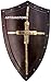 ARTIZANSTORE Medieval Knight Shield Brass Cross Templar Shield Fighting Shield Armour Shield Steel Medieval Warrior Viking Wooden Shield for Cosplay, Role-Play 18 Gauge Steel