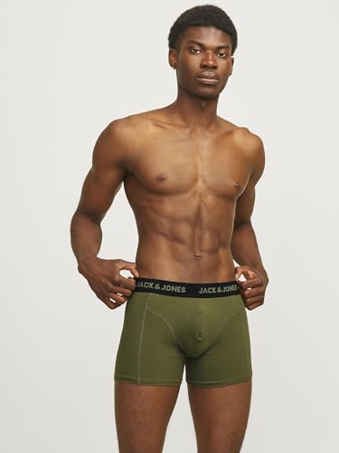 JACK&JONES Herren Jacjerry Solid Trunks 3 Pack Boxershorts, Cypress/Pack:Vineyard Wine-Nightshadow Blue, XL (3er Pack) 3