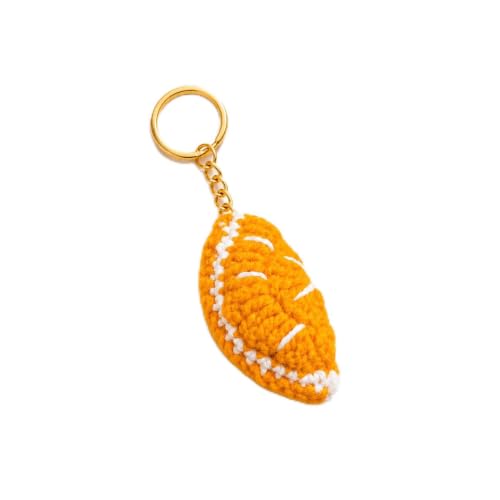 Dhanvix Handmade Crochet Keychain for Women & Girls, Cute Yarn Key Ring, Bag Charm, Purse Accessory, Backpack Decoration, Car Hanging Ornament & Gift (Yellow, White)