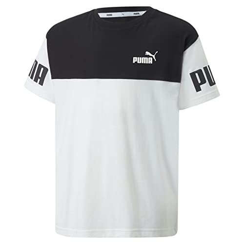 PUMA Power Colorblock Tee B T-Shirt, Blanc, 14 años Mixte bébé