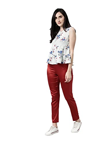 Image of GO COLORS Women Mid Rise Polyester Shiny Pant