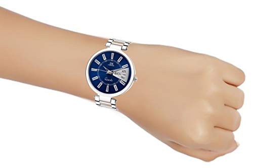 Image of IIK COLLECTION Round Dial Stainless Steel Bracelet Chain Analogue Day & Date Functioning Watch For Women And Girls, Dial Color-Assorted