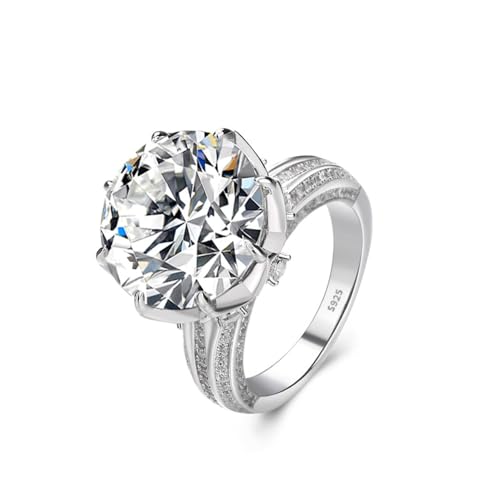 10ct Round Cut Moissanite Engagement Rings for Women D Color VVS1 Diamond Rings S925 Sterling Silver Moissanite Wedding Bands with Certificate