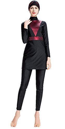 Costume swimsuit islamique rouge pour nager confortablement avec une protection UV